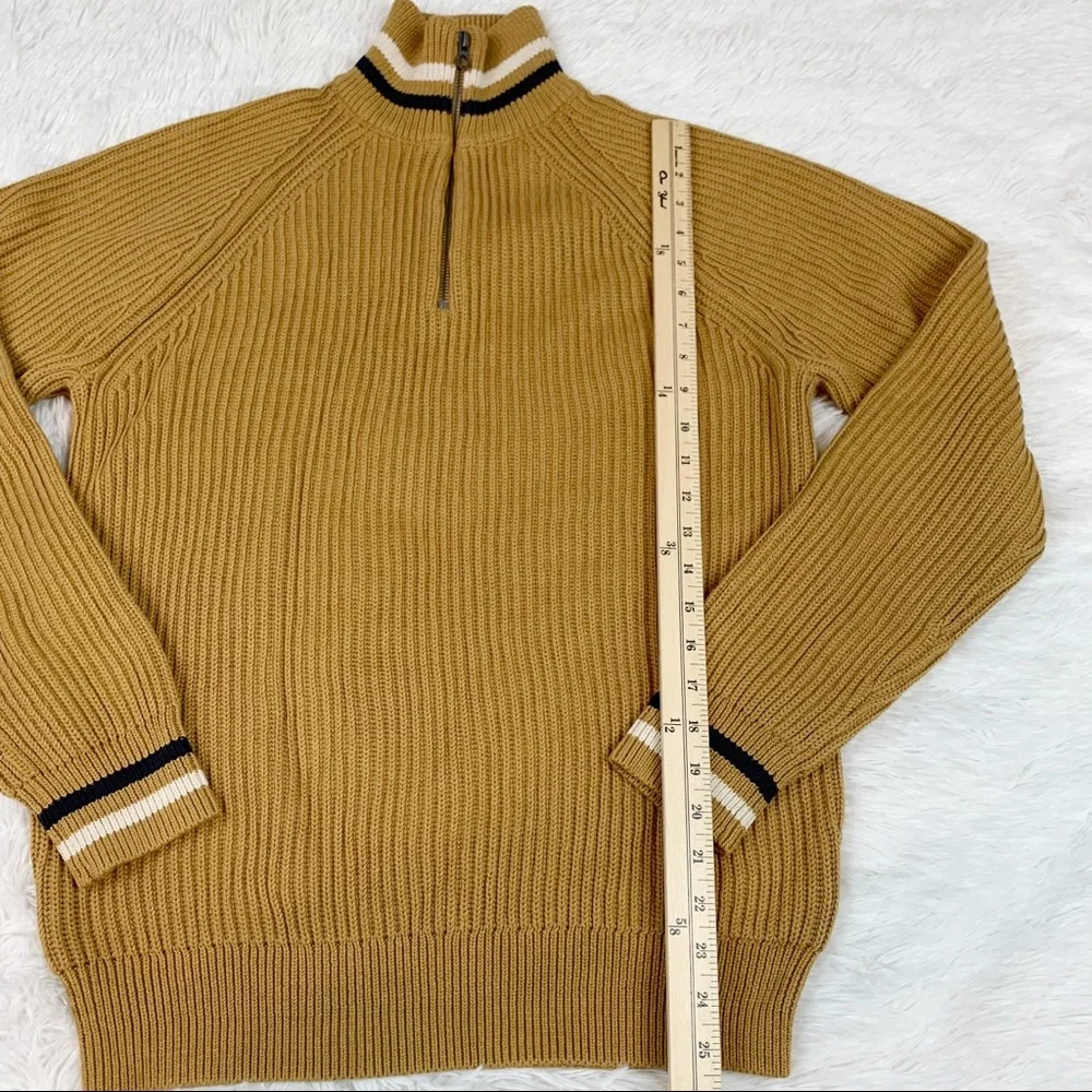 J Crew‎ Men's ribbed half zip pullover sweater striped mock neck long sleeve